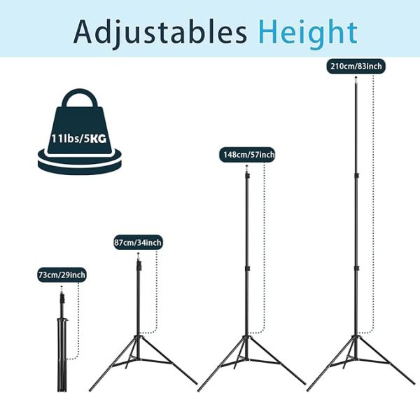 2 Pack Aluminum Light Photography Tripod Stand with Case,Altson 7 Feet Portable Photo Video Tripod Stand for Speedlight, Flash, Softbox, Umbrella, Strobe Light, Camera - Image 5