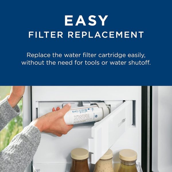 GE XWFE Refrigerator Water Filter, Genuine Replacement Filter, Certified to Reduce Lead, Sulfur, and 50+ Other Impurities, Replace Every 6 Months for Best Results, Pack of 1 - Image 3