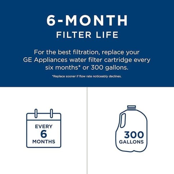 GE XWFE Refrigerator Water Filter, Genuine Replacement Filter, Certified to Reduce Lead, Sulfur, and 50+ Other Impurities, Replace Every 6 Months for Best Results, Pack of 1 - Image 4
