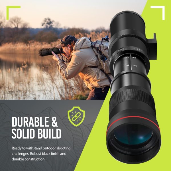 High-Power 420-1600mm f/8.3 HD Manual Telephoto Zoom Lens for Canon EOS 80D, EOS 90D, Rebel T3, T3i, T5, T5i, T6i, T6s, T7, T7I, T8I, SL3, EOS 70D, EOS 5D, EOS5D IV, EOS 6D II, EOS 7D II SLR Cameras - Image 6
