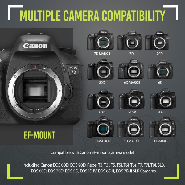 High-Power 420-1600mm f/8.3 HD Manual Telephoto Zoom Lens for Canon EOS 80D, EOS 90D, Rebel T3, T3i, T5, T5i, T6i, T6s, T7, T7I, T8I, SL3, EOS 70D, EOS 5D, EOS5D IV, EOS 6D II, EOS 7D II SLR Cameras - Image 8