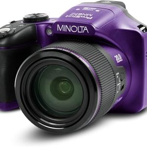 Minolta Pro Shot 20 Mega Pixel HD Digital Camera with 67x Optical Zoom, Full 1080p HD Video & 16GB SD Card (Purple)