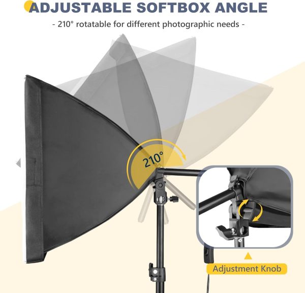 Torjim Softbox Photography Lighting Kit, 16'' x 16'' Professional Softbox Lighting Kit with 85W 3000-7500K LED Bulbs, Studio Lights for Photography/Video Recording/Live Streaming - Image 5