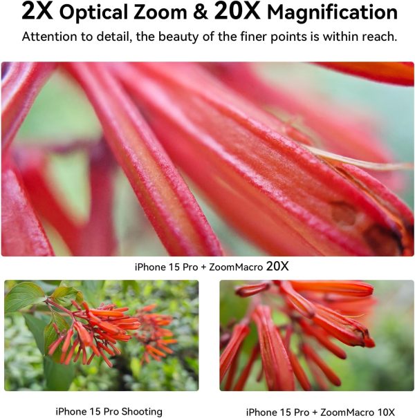 Zoom Macro Lens Kit for Smartphone, 10-20X Macro Phone Lens with Universal Lens Clip, HD Macro Photography Lens for iPhone Android Phone (Fits for Almost All Phone), Phone Macro Lens Attachment - Image 4
